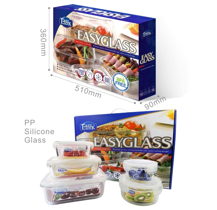 Easylock GS055 Glass Food Container Bakeware Set