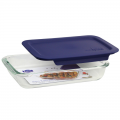 2-Qt Glass Bake & Storage Oblong Baking Dishes with Blue Lids