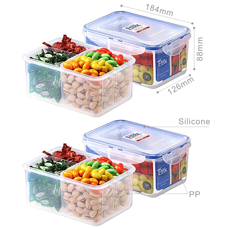 Multi-Compartments Plastic Airtight Food Containers With Lids