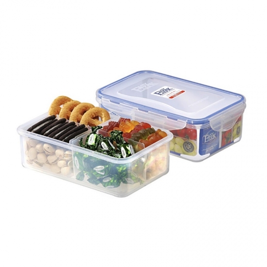 Lock & Lock 3XPlastic Food Container Compartments Divider Storage and Lunch Box 