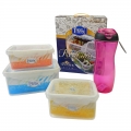 Stackable Microwave Safe Food Storage Containers Set with  Water Bottle
