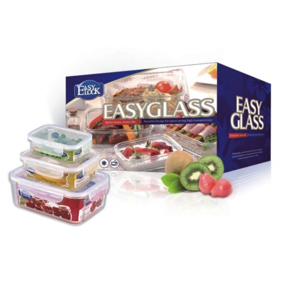 Rectangular High borosilicate glass container set with Christmas